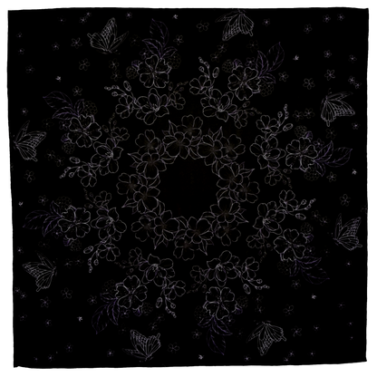 Pañoleta Ilustrada de Seda Jardín Floral