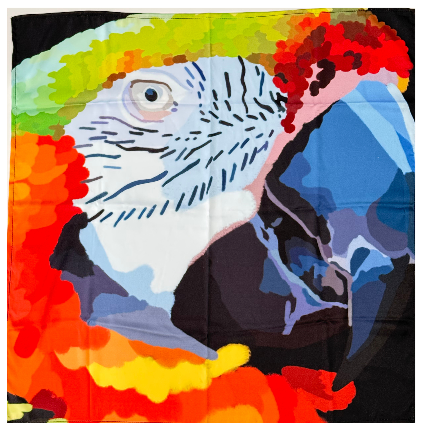 Pañoleta Ilustrada de Seda Papagayo Real
