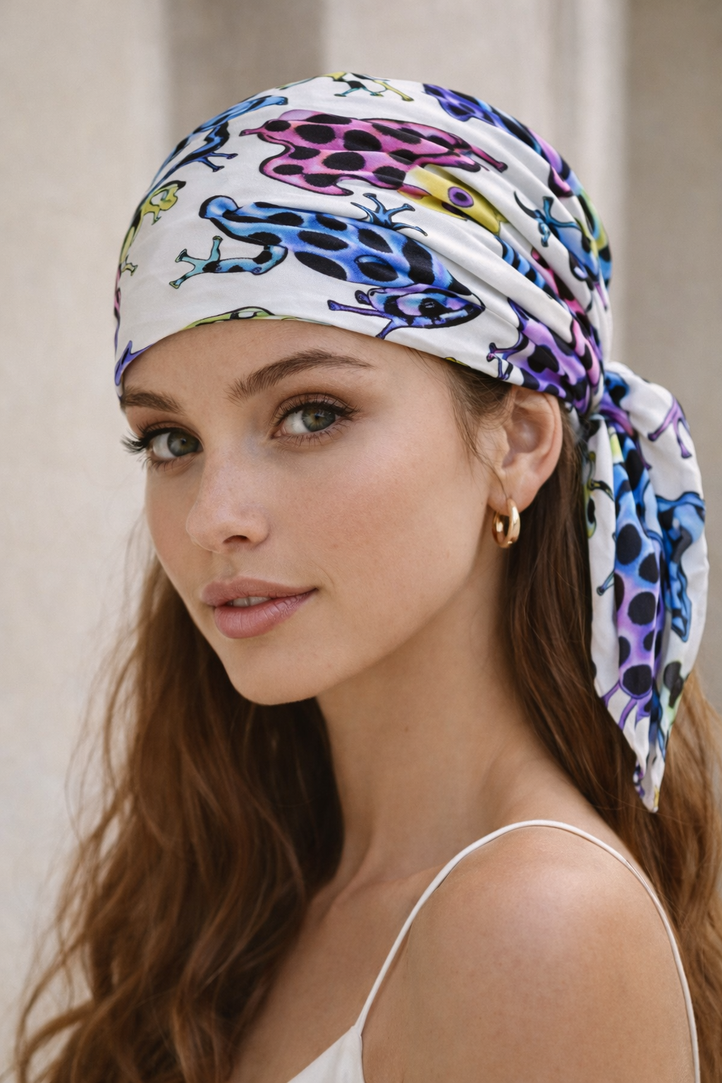 Pañoleta Ilustrada de Seda Ranas Endémicas