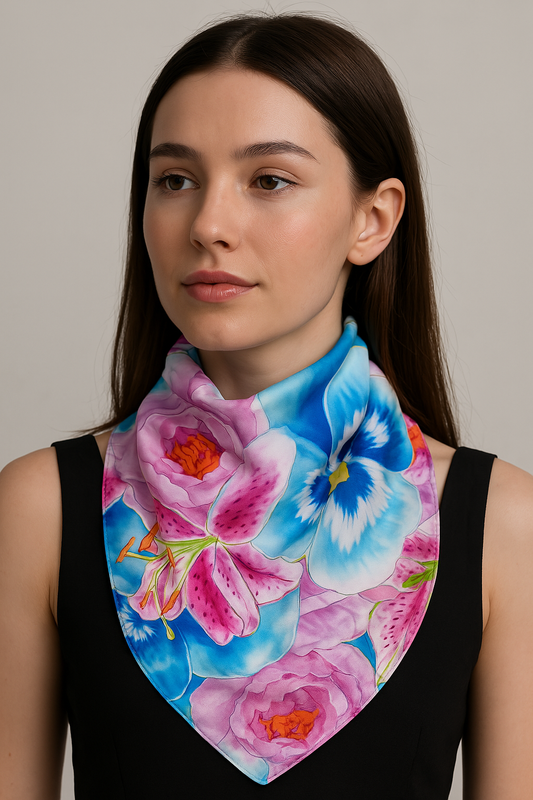 Pañoleta Ilustrada de Seda - Tropicalia