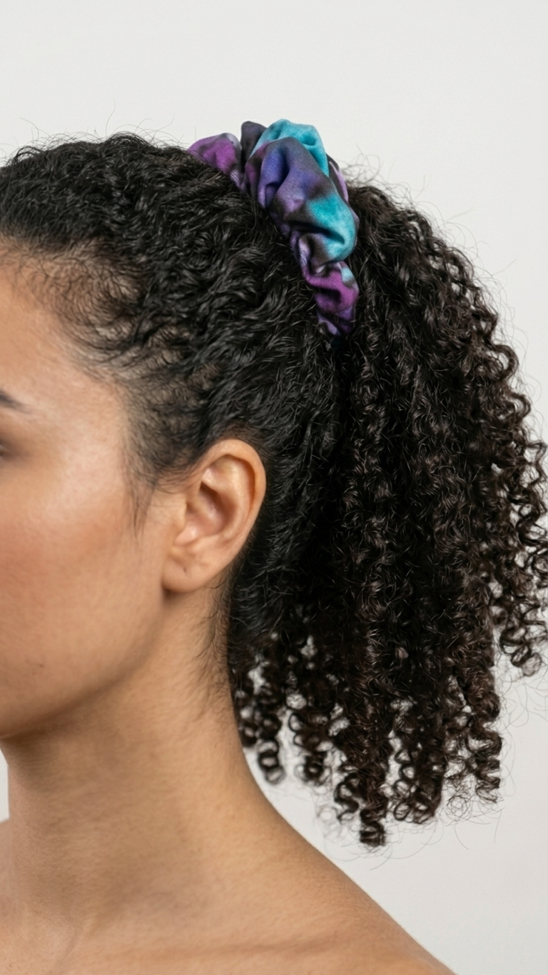 Scrunchie De Seda artistica - Colores del Paraiso Vuelo de Mariposas